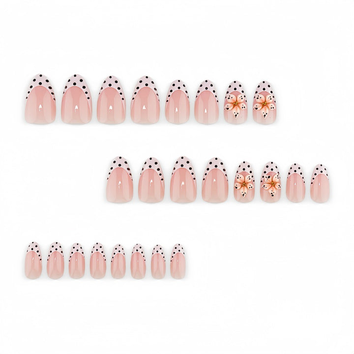 Art Nails in Elegant Flower and Dot Design Bowlift