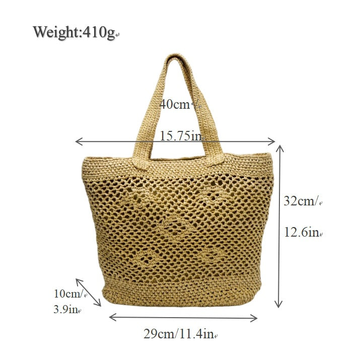Large macrame bag with leather accents Bowlift