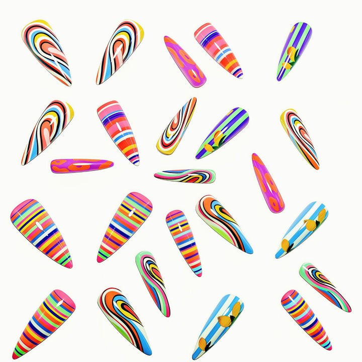 Creative Art Nails with Colorful Design Bowlift
