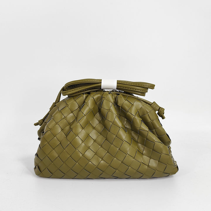 Elegant Woven Leather Bucket Bag Bowlift