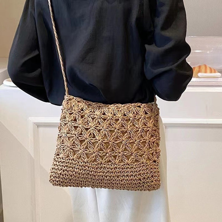Macramé Shoulder Bag with Floral Pattern Bowlift