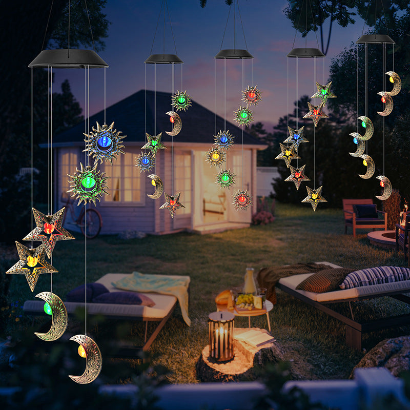 Decorative Hanging Star Wind Chime With Brass Stars And Tubular Aluminum Chimes Bowlift