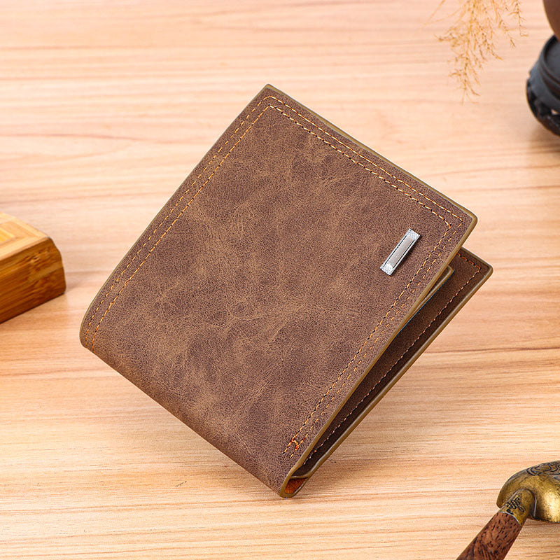 Vintage Distressed Leather Bifold Wallet with RFID Protection and Organized Card Storage Bowlift