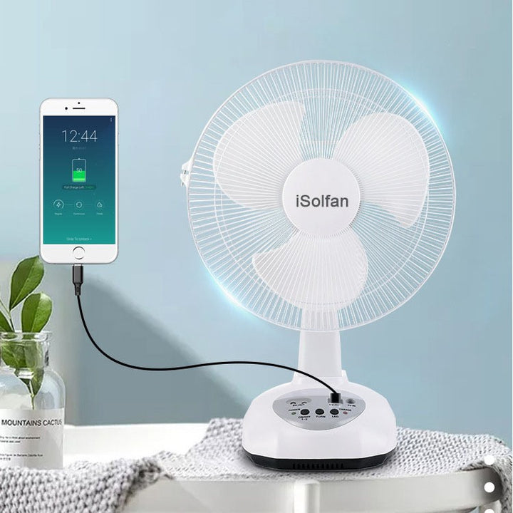 Women's portable solar-powered fan with integrated LED lighting Bowlift