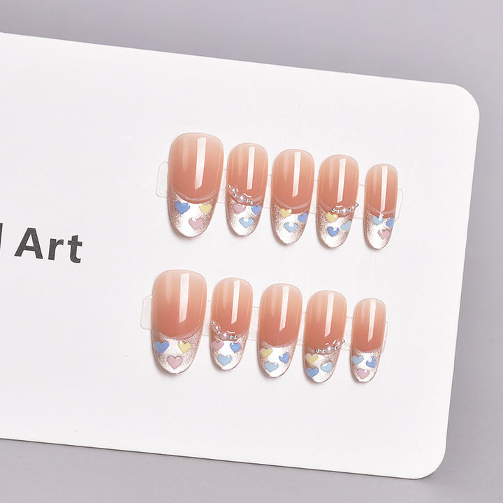 Artistic Floral French Tip Press-On Nail Set Bowlift