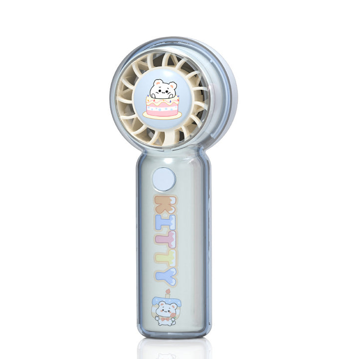 Unisex Portable Hand Fan with Cheerful Cat Design Bowlift