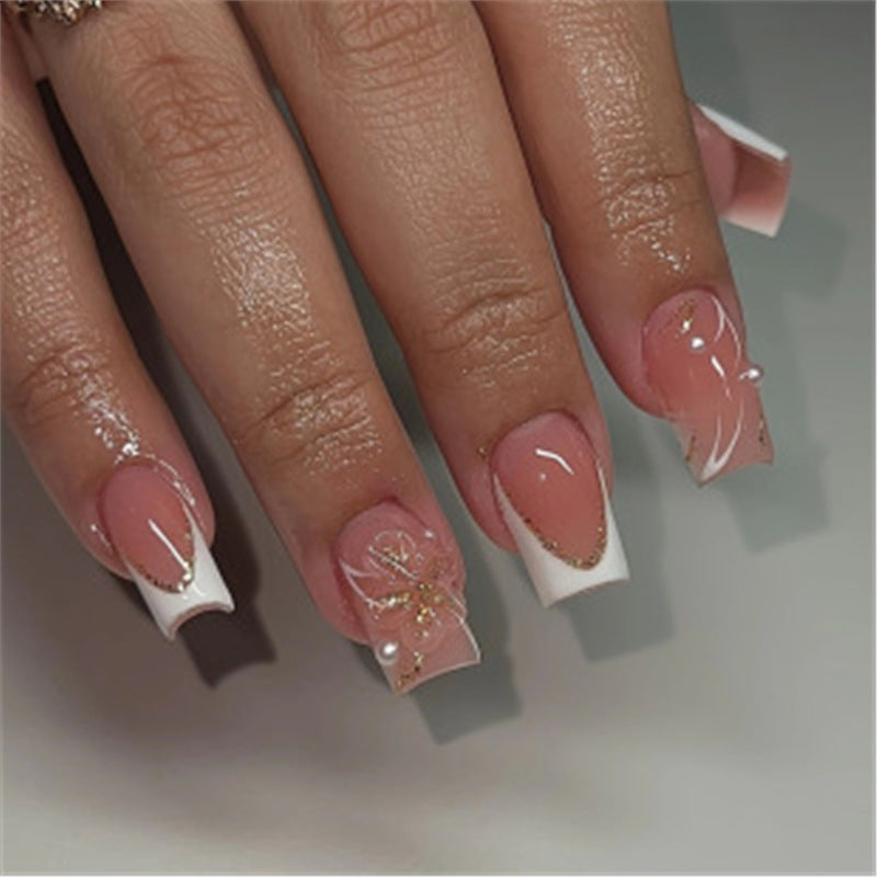 Artistic Press-On Nail Set with Premium Embellishments Bowlift