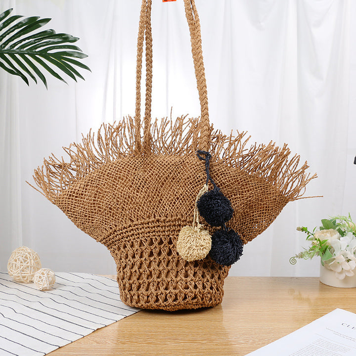 Elegant Basket Bag with Fringed Design Bowlift