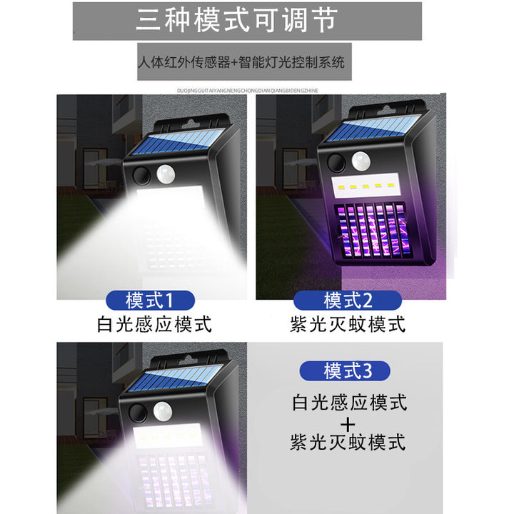 Solar-Powered Outdoor Mosquito Zapper with Motion Sensor and LED Security Light Bowlift