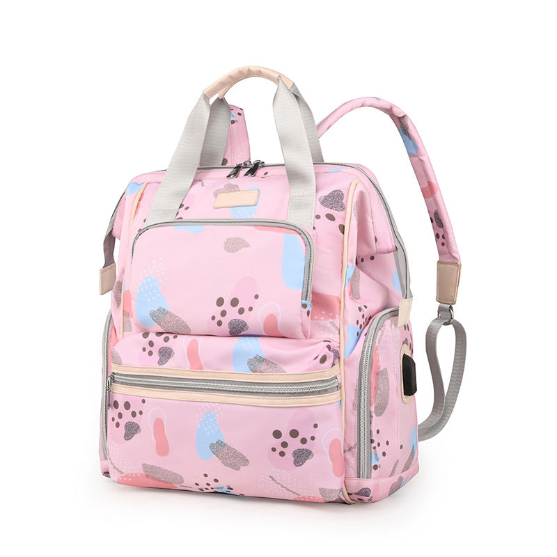 Multi-Functional Patterned Diaper Backpack Bowlift