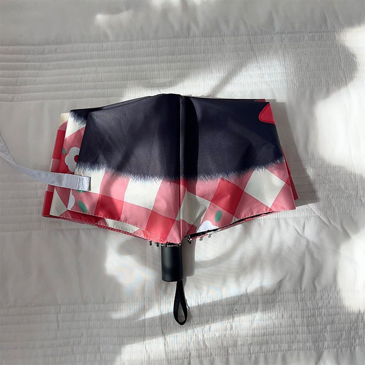Women's Foldable Umbrella with Stylish Check Pattern Bowlift