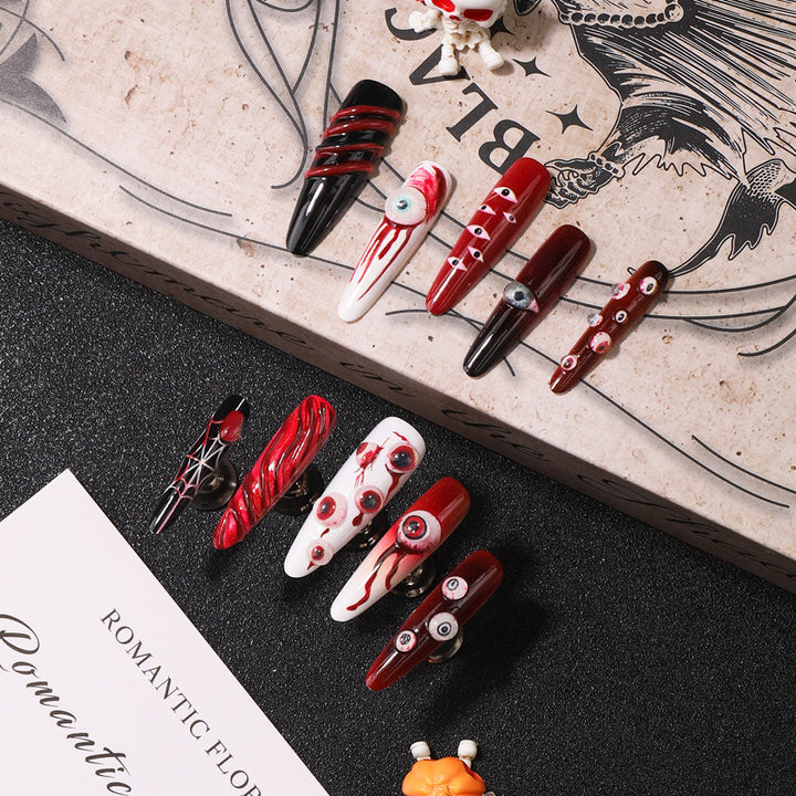 Creative Halloween-Themed Press-On Nail Set Bowlift