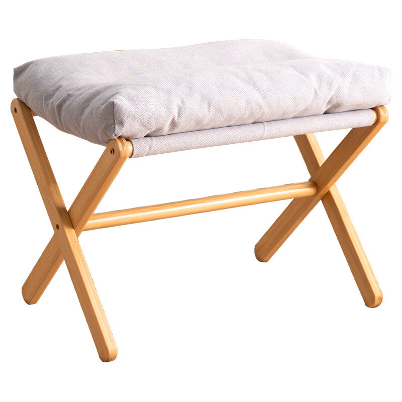 Folding Stool with Padded Seat and Stable Wooden Frame Bowlift