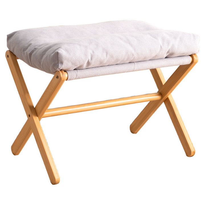 Folding Stool with Padded Seat and Stable Wooden Frame Bowlift