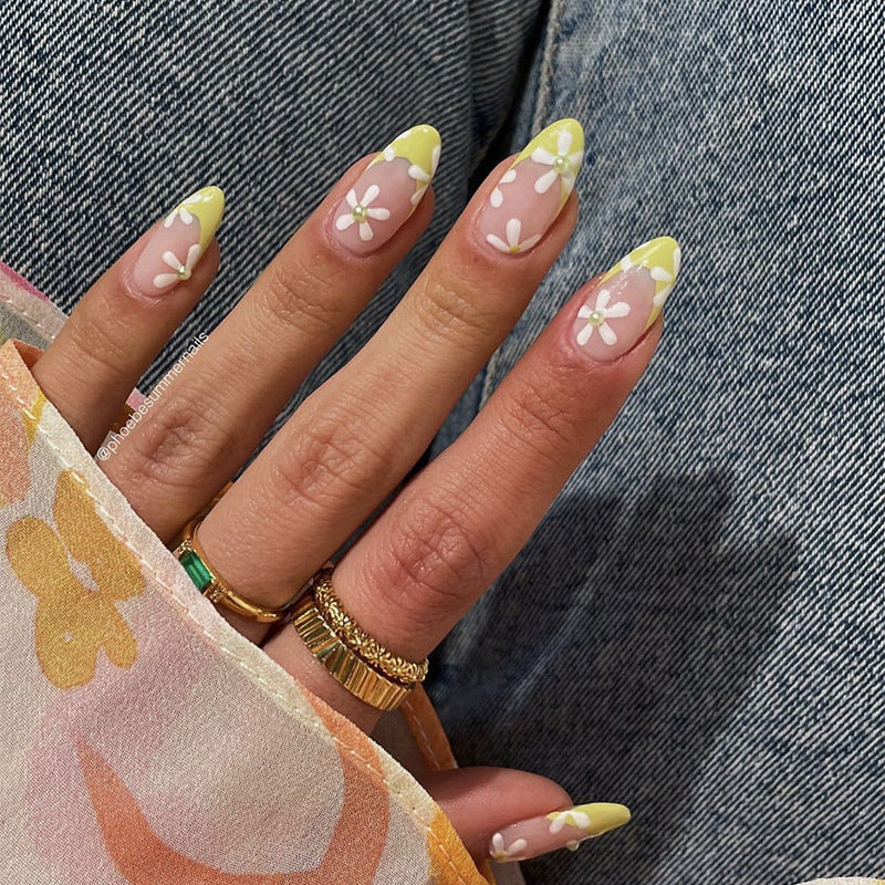 Artistic Floral Tip Press-On Nails Bowlift