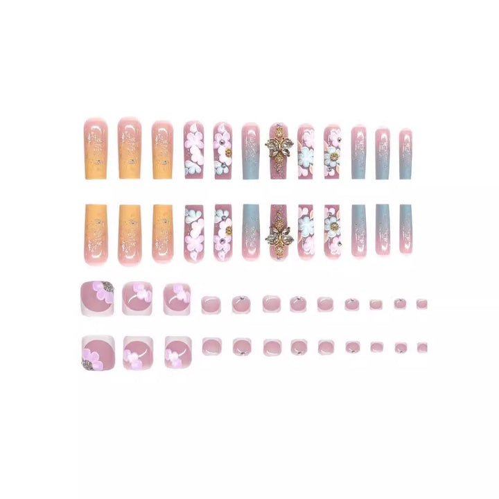 Floral 3D Press-On Nail Art Set Bowlift