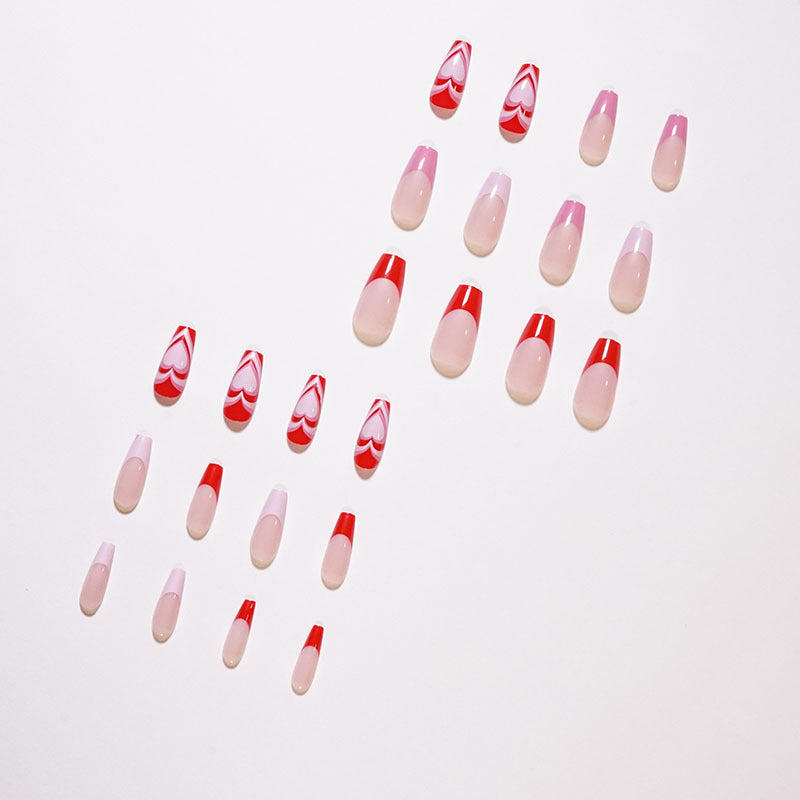 Artistic acrylic nails with heart design Bowlift