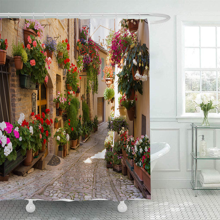 Floral Lane-Inspired Shower Curtain Bowlift