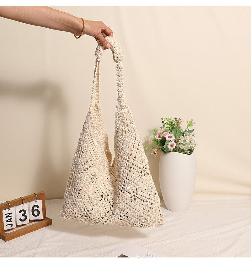 Hand-knotted Tote Bag in V-Design Bowlift