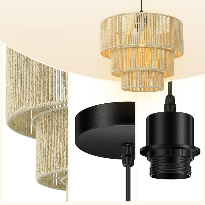 Elegant hanging lamp with rattan details Bowlift