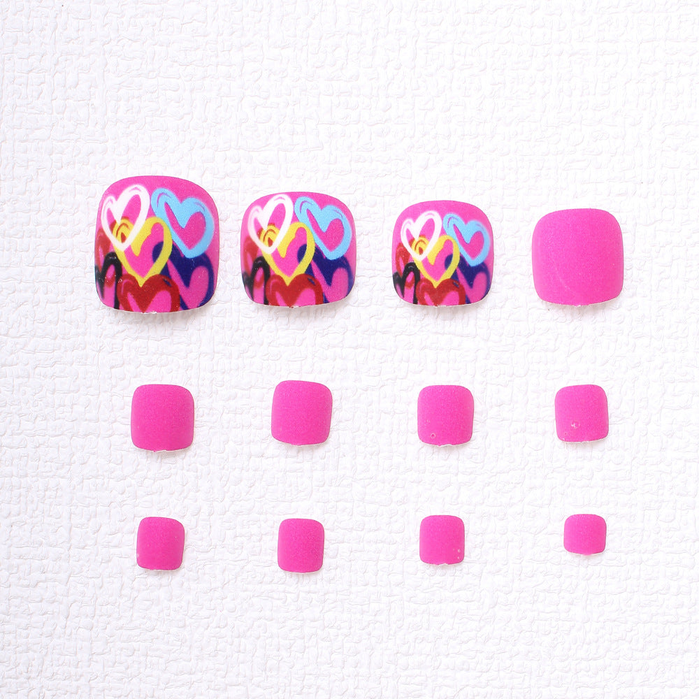 Artistic Heart-Designed Press-On Toenails Bowlift