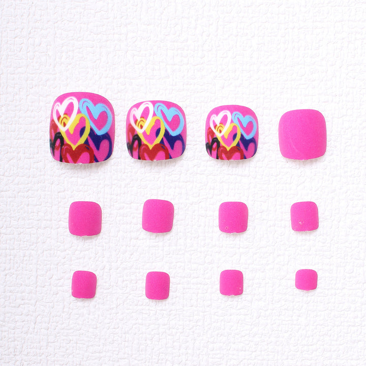 Artistic Heart-Designed Press-On Toenails Bowlift