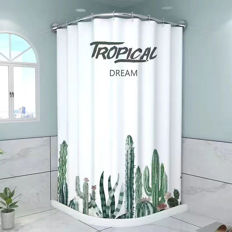 Tropical Cactus-Themed Shower Curtain Bowlift