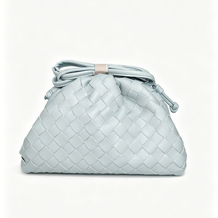 Elegant Woven Leather Bucket Bag Bowlift