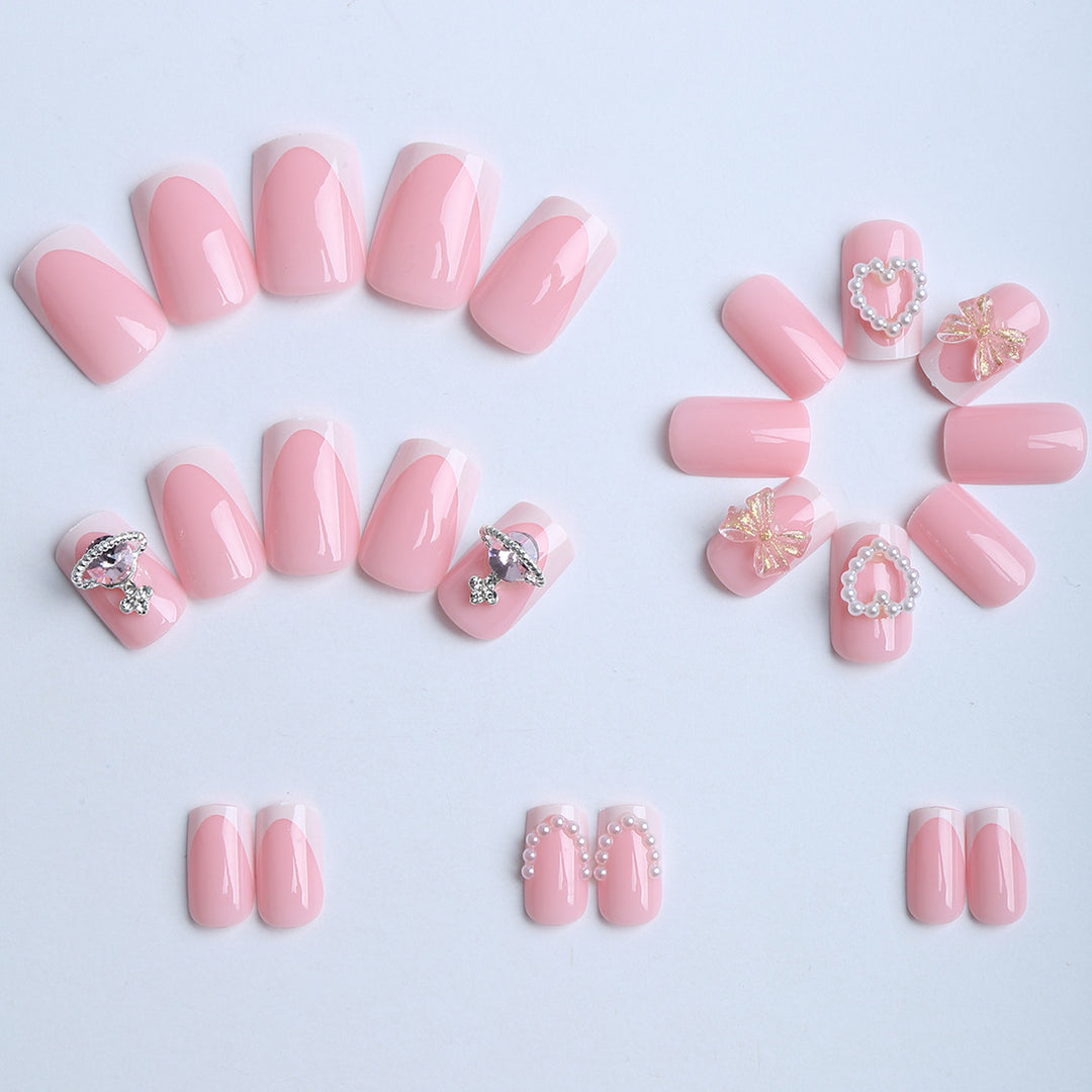 Artificial nails with romantic 3D applications Bowlift