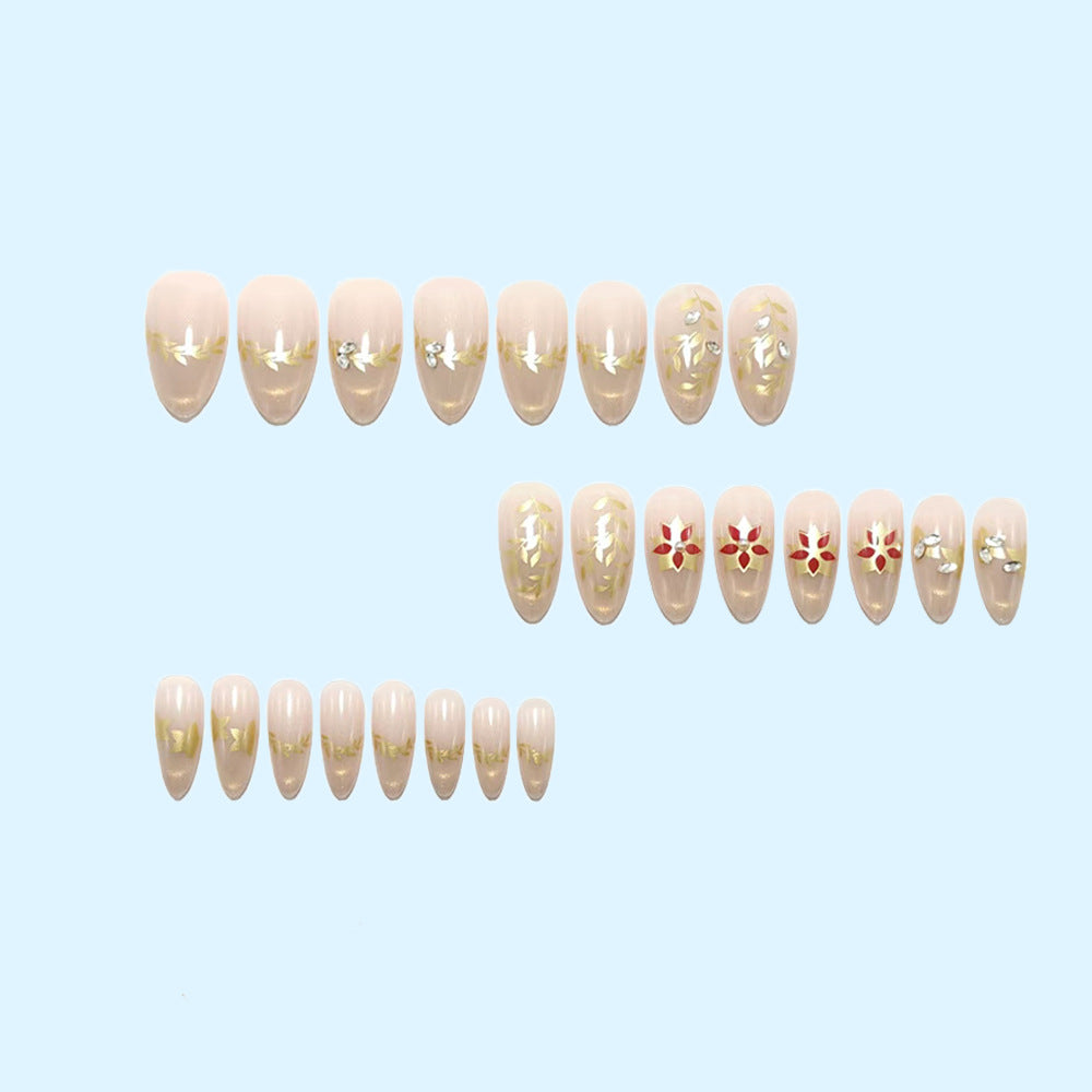 Elegant artificial nails with sparkling floral decorations Bowlift