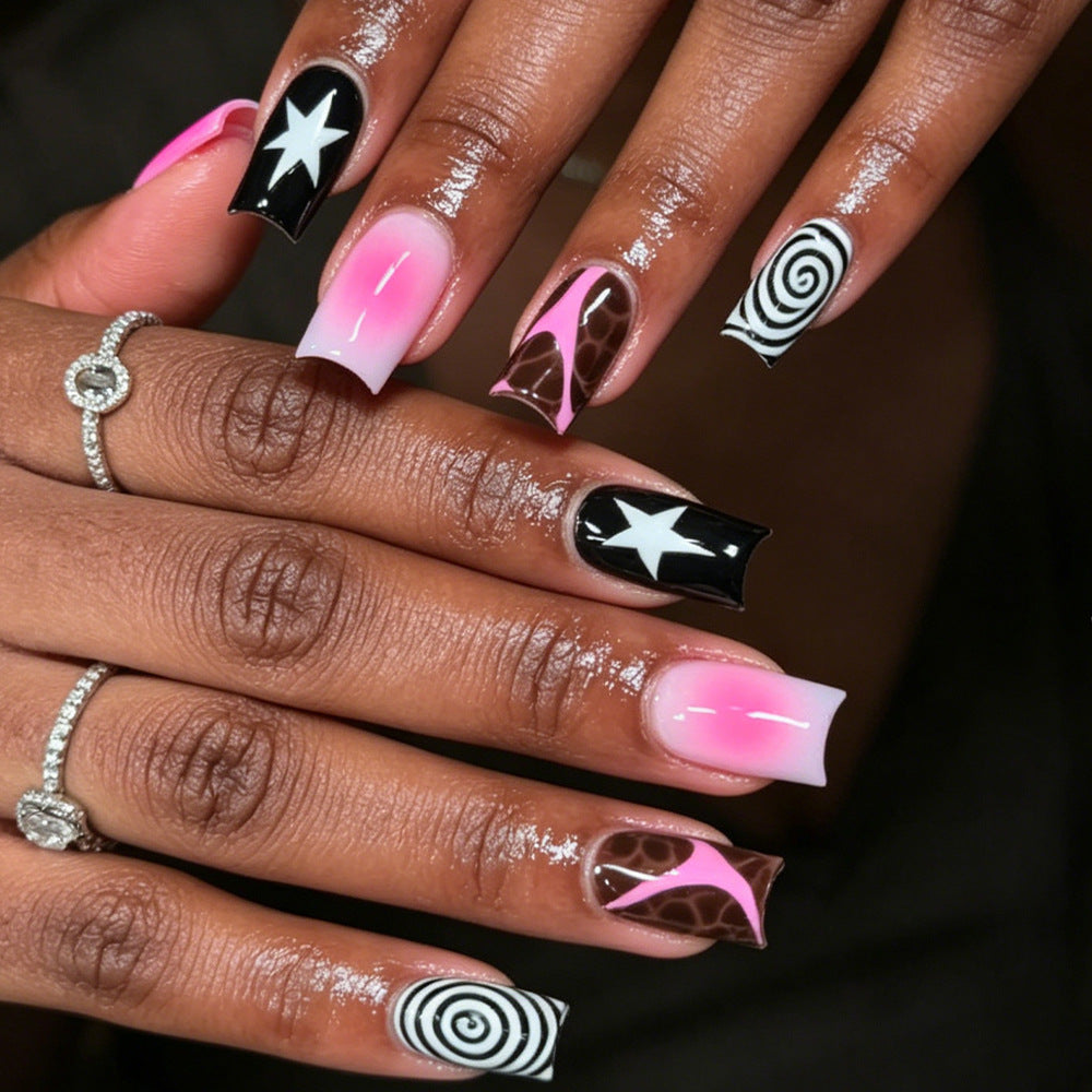 Artistic Press-On Nail Set with Unique Patterns Bowlift