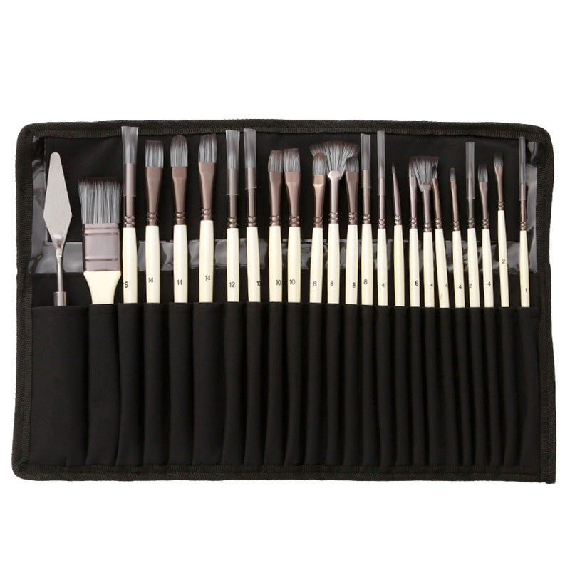 Brush set 24-piece with roll-up case and palette knife | Bowlift