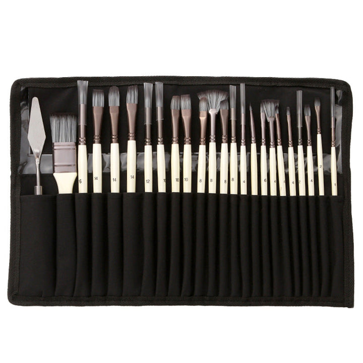 Brush set 24-piece with roll-up case and palette knife | Bowlift