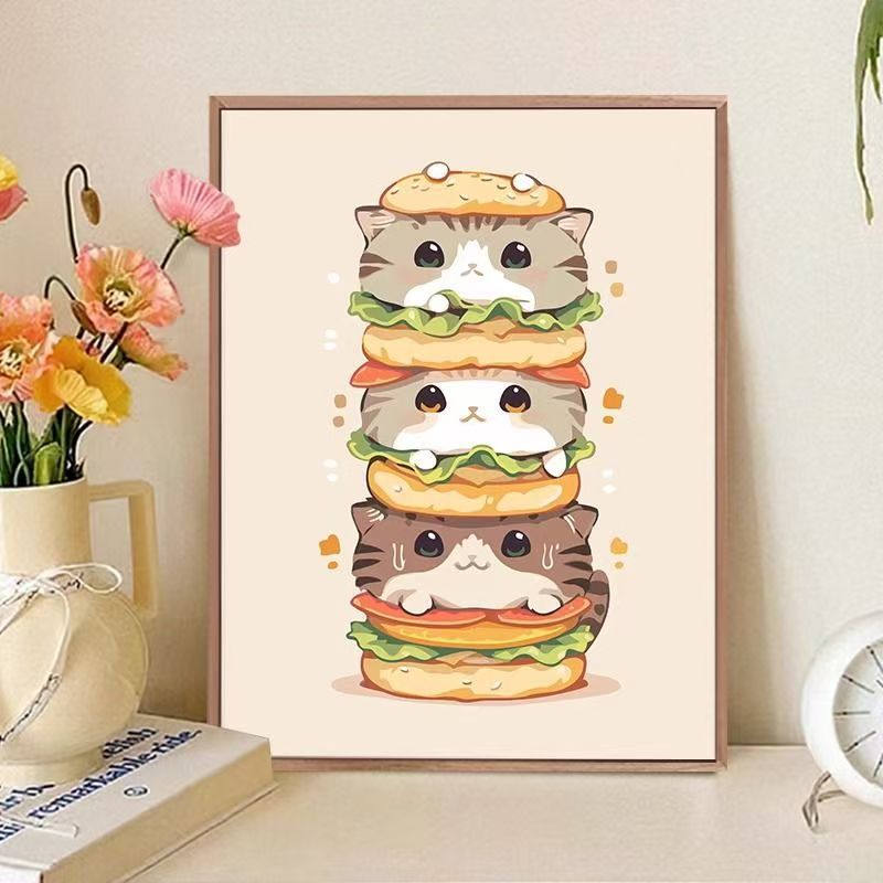 Playful Cat-Themed Food Art Print Bowlift