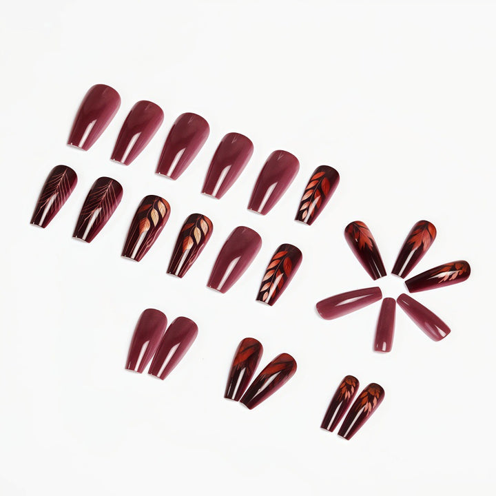 Premium Artificial Nails with Botanical Motif Bowlift