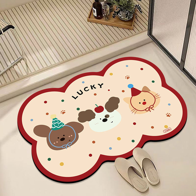 Cartoon-Inspired Plush Bath Mat for Bathroom