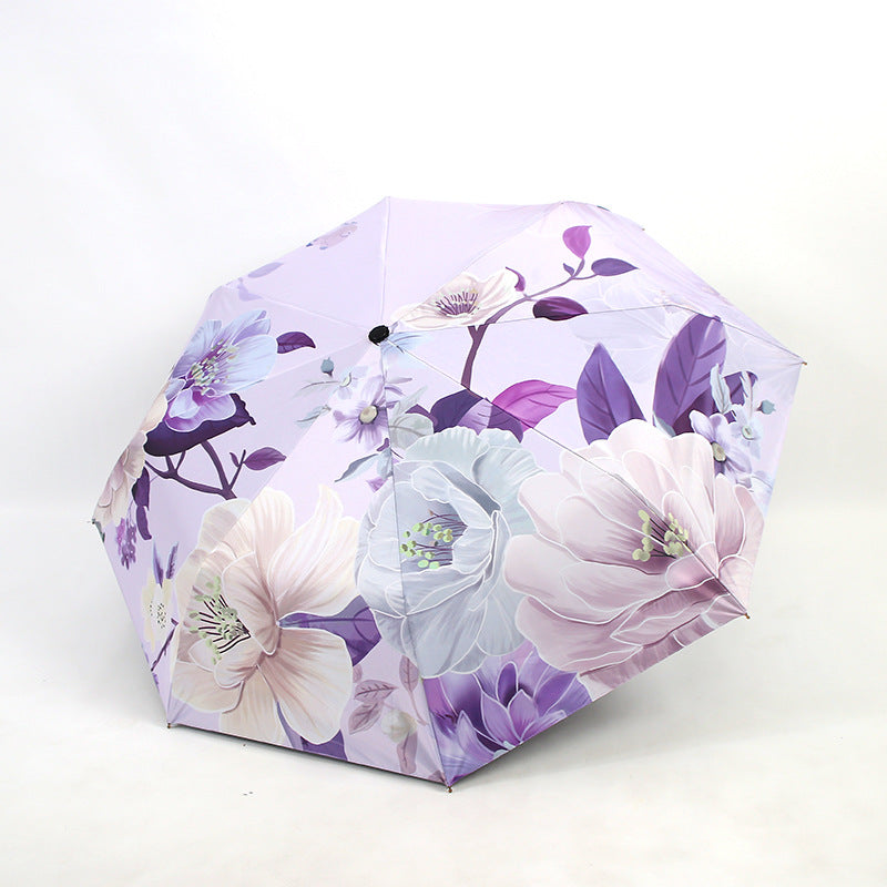 Ladies folding umbrella with artistic flower pattern Bowlift