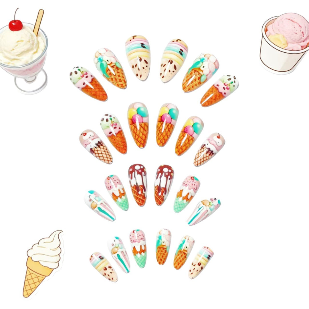 Artistic Ice Cream Cone Nail Art Bowlift