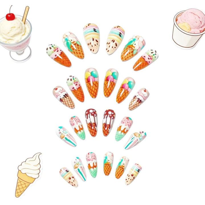 Artistic Ice Cream Cone Nail Art Bowlift