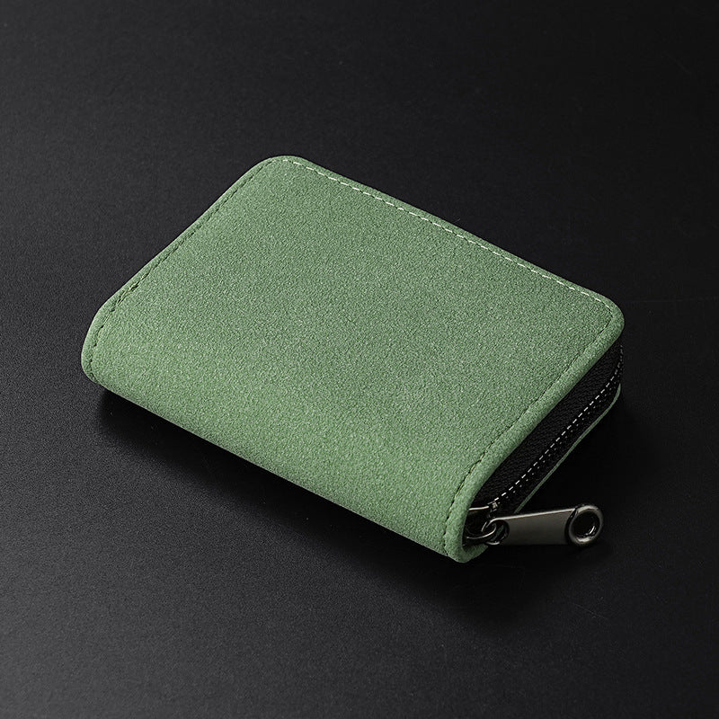 Compact Zippered Leather Wallet