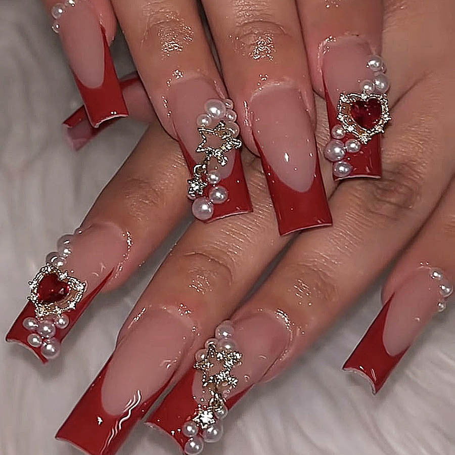 Glamorous Rhinestone-Embellished Press-On Nail Set Bowlift