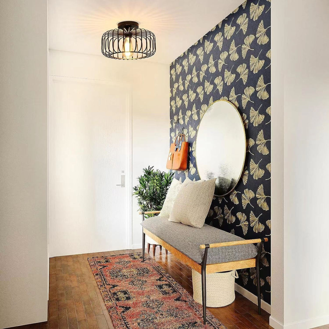 BowLift | Modern Industrial Birdcage Ceiling Lamp Black