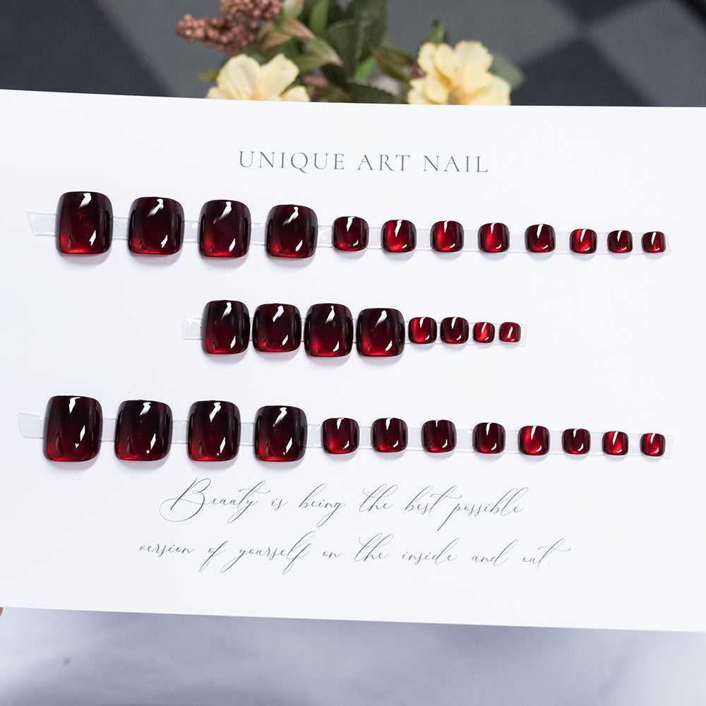Glossy Red Press-On Nail Set Bowlift