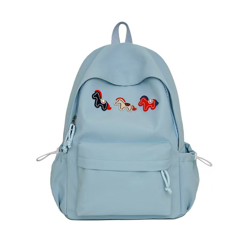 Playful Embroidered Animal Design Backpack Bowlift