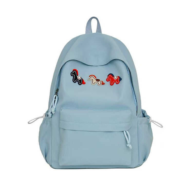 Playful Embroidered Animal Design Backpack Bowlift