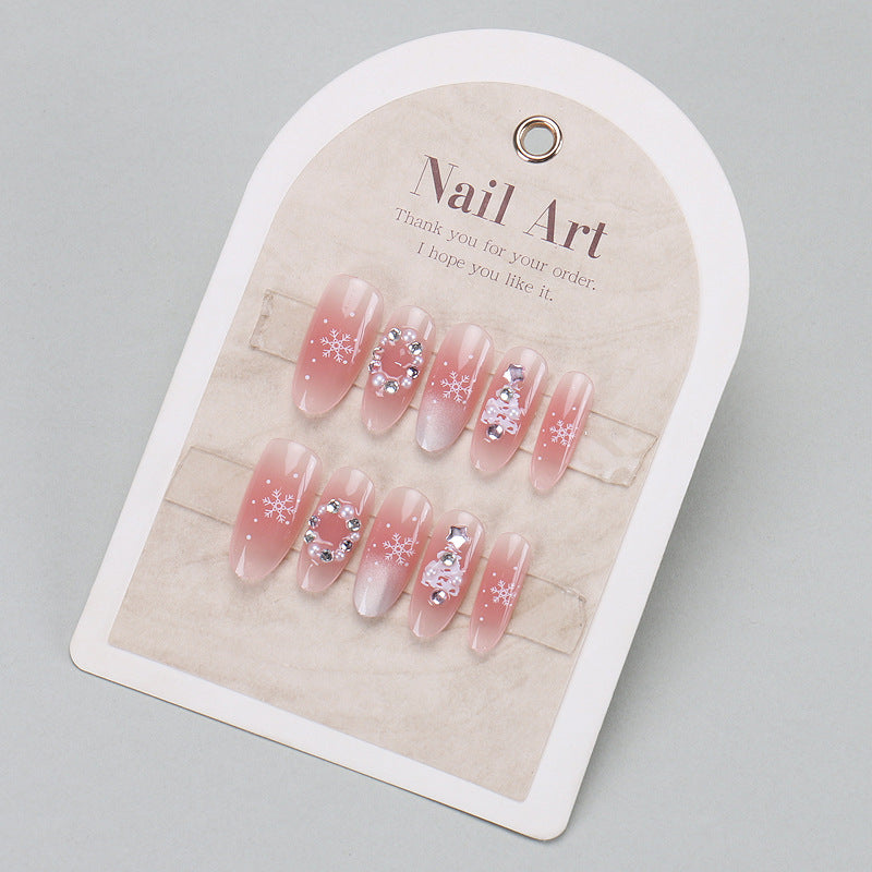 Elegant Press-On Nail Tips with Gold Accents Bowlift