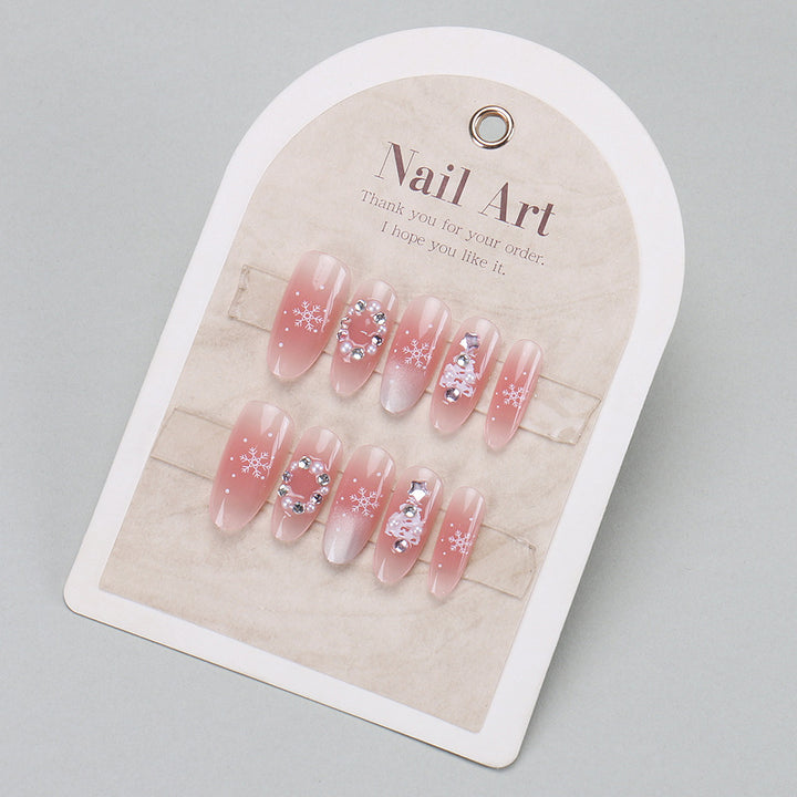 Elegant Press-On Nail Tips with Gold Accents Bowlift