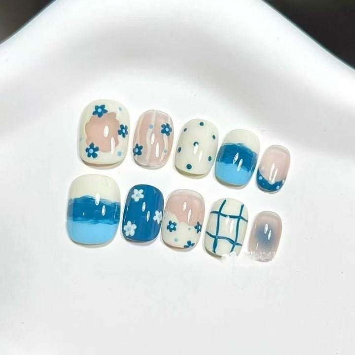 Artistic Cat-Themed Press-On Nail Art Set Bowlift