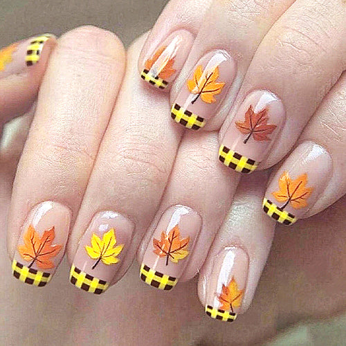 Seasonal Leaf-Themed Press-On Nails Bowlift