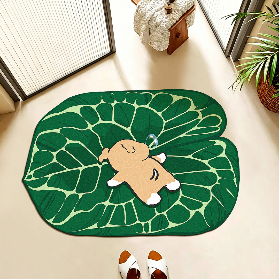 Playful Leaf-Shaped Floor Mat